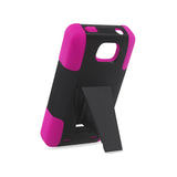  ZTE Sonata 2 Hybrid Heavy Duty Case With Kickstand In Hot Pink Black