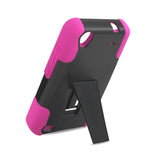  ZTE Quartz Hybrid Heavy Duty Case With Kickstand In Hot Pink Black