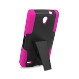  ZTE Zmax 2 Hybrid Heavy Duty Case With Kickstand In Hot Pink Black