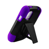  ZTE Prelude Hybrid Heavy Duty Case With Kickstand In Purple Black