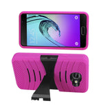  Samsung Galaxy A3 (2016) Hybrid Heavy Duty Anti Slip Case With Kickstand In Hot Pink Black