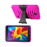  Samsung Galaxy Tab 4 7.0 Hybrid Heavy Duty Anti Slip Case With Kickstand In Hot Pink Black