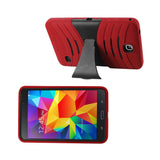  Samsung Galaxy Tab 4 7.0 Hybrid Heavy Duty Anti Slip Case With Kickstand In Red Black