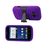  ZTE Overture Hybrid Heavy Duty Anti Slip Case With Kickstand In Purple Black