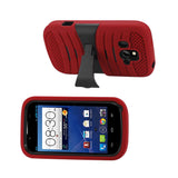  ZTE Overture Hybrid Heavy Duty Anti Slip Case With Kickstand In Red Black