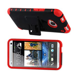  HTC One M7 Hybrid Heavy Duty Case With Horizontal Kickstand In Red Black