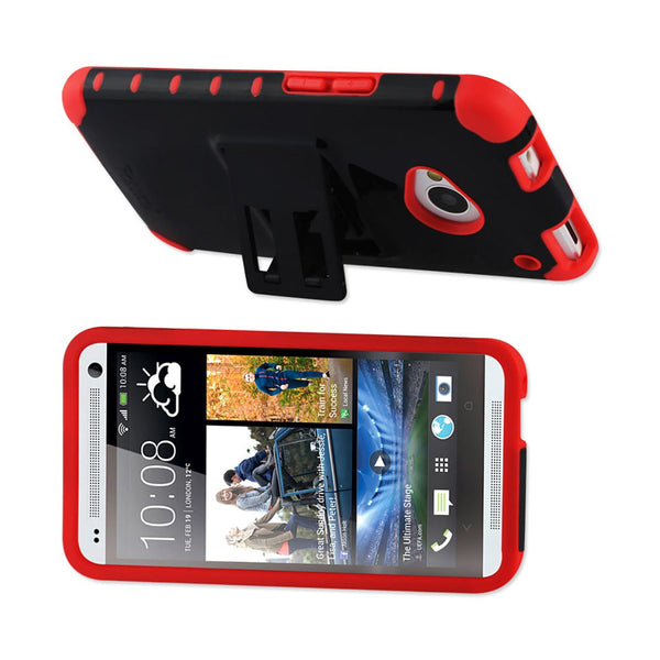 HTC One M7 Hybrid Heavy Duty Case With Horizontal Kickstand