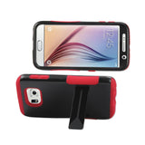  Samsung Galaxy S6 Hybrid Heavy Duty Grip Case With Lower Kickstand In Red Black