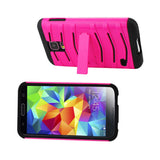  Samsung Galaxy S5 Hybrid Fishbone Case With Kickstand In Black Hot Pink