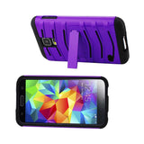  Samsung Galaxy S5 Hybrid Fishbone Case With Kickstand In Black Purple