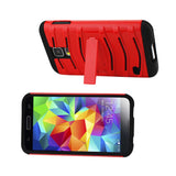  Samsung Galaxy S5 Hybrid Fishbone Case With Kickstand In Black Red