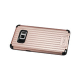  Samsung Galaxy Note 7 Rugged Metal Texture Hybrid Case With Ridged Back In Black Rose Gold