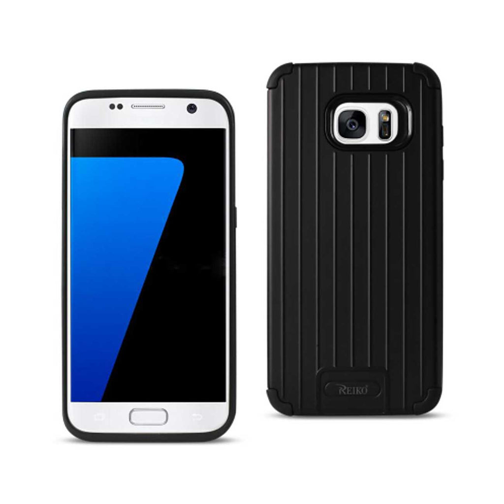 Samsung Galaxy S7 Rugged Metal Texture Hybrid Case With Ridged Back