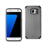 Samsung Galaxy S7 Rugged Metal Texture Hybrid Case With Ridged Back