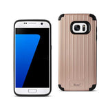 Samsung Galaxy S7 Rugged Metal Texture Hybrid Case With Ridged Back