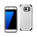 Samsung Galaxy S7 Rugged Metal Texture Hybrid Case With Ridged Back