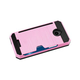  Alcatel Dawn/ Streak Slim Armor Hybrid Case With Card Holder In Pink