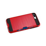  iPhone 7 Plus Slim Armor Hybrid Case With Card Holder In Red