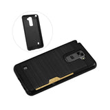  LG Stylus 2 Slim Armor Hybrid Case With Card Holder In Black