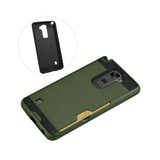  LG Stylus 2 Slim Armor Hybrid Case With Card Holder In Green