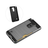  LG Stylus 2 Slim Armor Hybrid Case With Card Holder In Gray