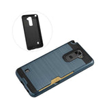  LG Stylus 2 Slim Armor Hybrid Case With Card Holder In Navy