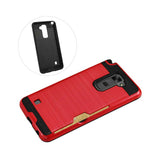  LG Stylus 2 Slim Armor Hybrid Case With Card Holder In Red