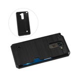  LG Stylus 2 Plus Slim Armor Hybrid Case With Card Holder In Black