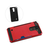  LG Stylus 2 Plus Slim Armor Hybrid Case With Card Holder In Red