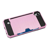  LG X Style/ Tribute Hd Slim Armor Hybrid Case With Card Holder In Pink