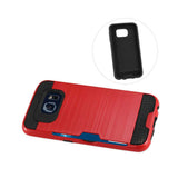  Samsung Galaxy S6 Edgeslim Armor Hybrid Case With Card Holder In Red