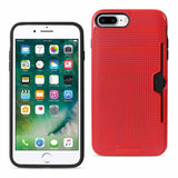 iPhone 7 Plus Slim Mesh Surface Armor Hybrid Case With Card Holder