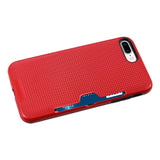  iPhone 7 Plus Slim Mesh Surface Armor Hybrid Case With Card Holder In Red