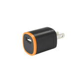  1 Amp Dual Color Portable USB Travel Adapter Charger In Orange Black