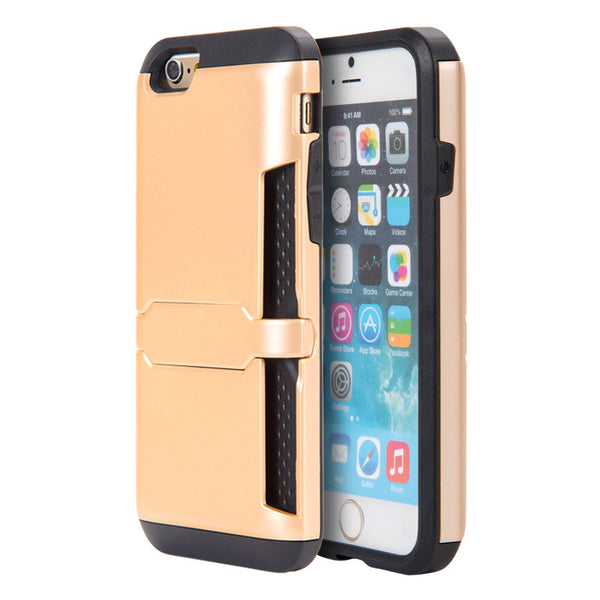 Apple iPhone 6/6S Hybrid Clip Card Case With Lock Stand