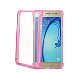  Samsung Galaxy On5/ J5 Clear Bumper Case With Air Cushion Shock Absorption In Clear Hot Pink