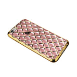  iPhone 6S Plus Flexible 3D Rhombus Pattern Tpu Case With Shiny Frame In Pink