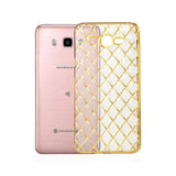  Samsung Galaxy J7 Flexible 3D Rhombus Pattern Tpu Case With Shiny Frame In Gold