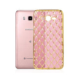  Samsung Galaxy J7 Flexible 3D Rhombus Pattern Tpu Case With Shiny Frame In Pink