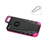  iPhone 5/5S/Se Dropproof Workout Hybrid Case With Hook In Black Hot Pink