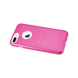  iPhone 7 Plus Hybrid Metal Brushed Texture Case In Hot Pink