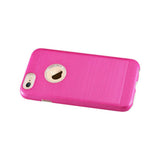  iPhone 6/ 6S Hybrid Metal Brushed Texture Case In Hot Pink