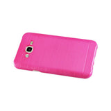  Samsung Galaxy J7 Hybrid Metal Brushed Texture Case In Hot Pink