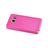  Samsung Galaxy Note 5 Hybrid Metal Brushed Texture Case In Hot Pink