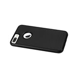  iPhone 7 Plus Hybrid Dual Layer Metal Brushed Texture Case In Black