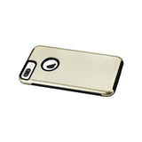  iPhone 7 Plus Hybrid Dual Layer Metal Brushed Texture Case In Gold