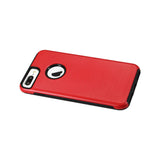  iPhone 7 Plus Hybrid Dual Layer Metal Brushed Texture Case In Red