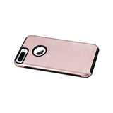  iPhone 7 Plus Hybrid Dual Layer Metal Brushed Texture Case In Rose Gold