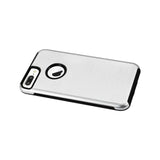  iPhone 7 Plus Hybrid Dual Layer Metal Brushed Texture Case In Silver