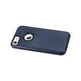  iPhone 7 Hybrid Dual Layer Metal Brushed Texture Case In Navy